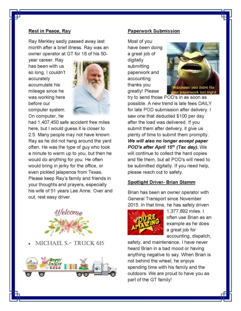 General Transport April 2026 Newsletter